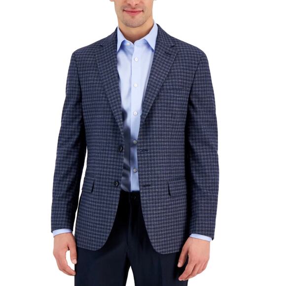 NWT Tommy Hilfiger Modern-Fit Blue Grey Check Sport Coat Blazer, Men’s 36R - Picture 1 of 9